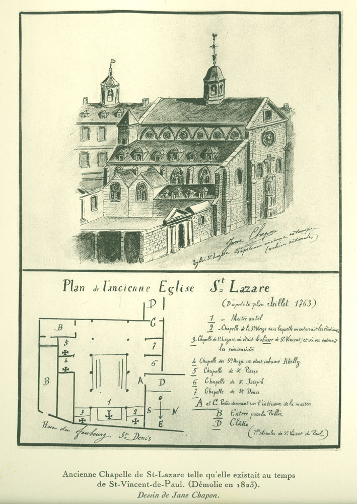 Plan for the ancient chapel of Saint-Lazare 